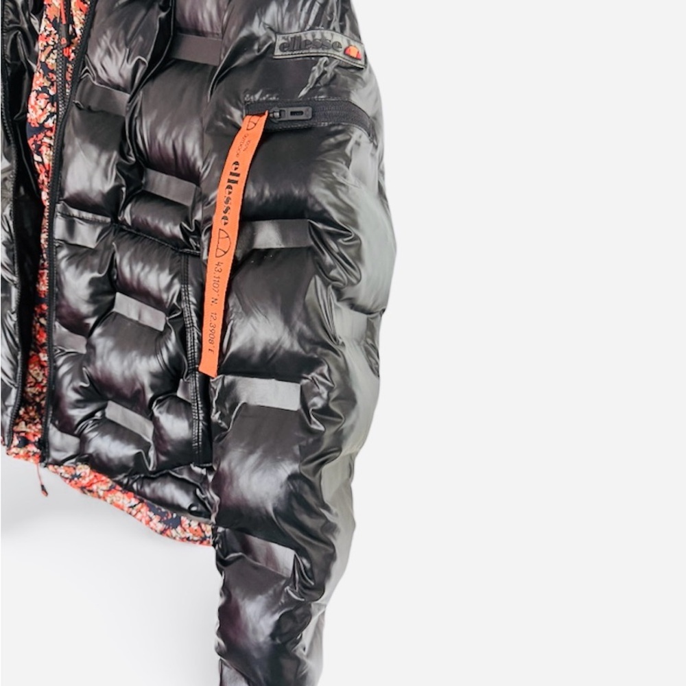 Ellesse Reversible Puffer Jacket – Black & Floral – Size M - Picture 8 of 11